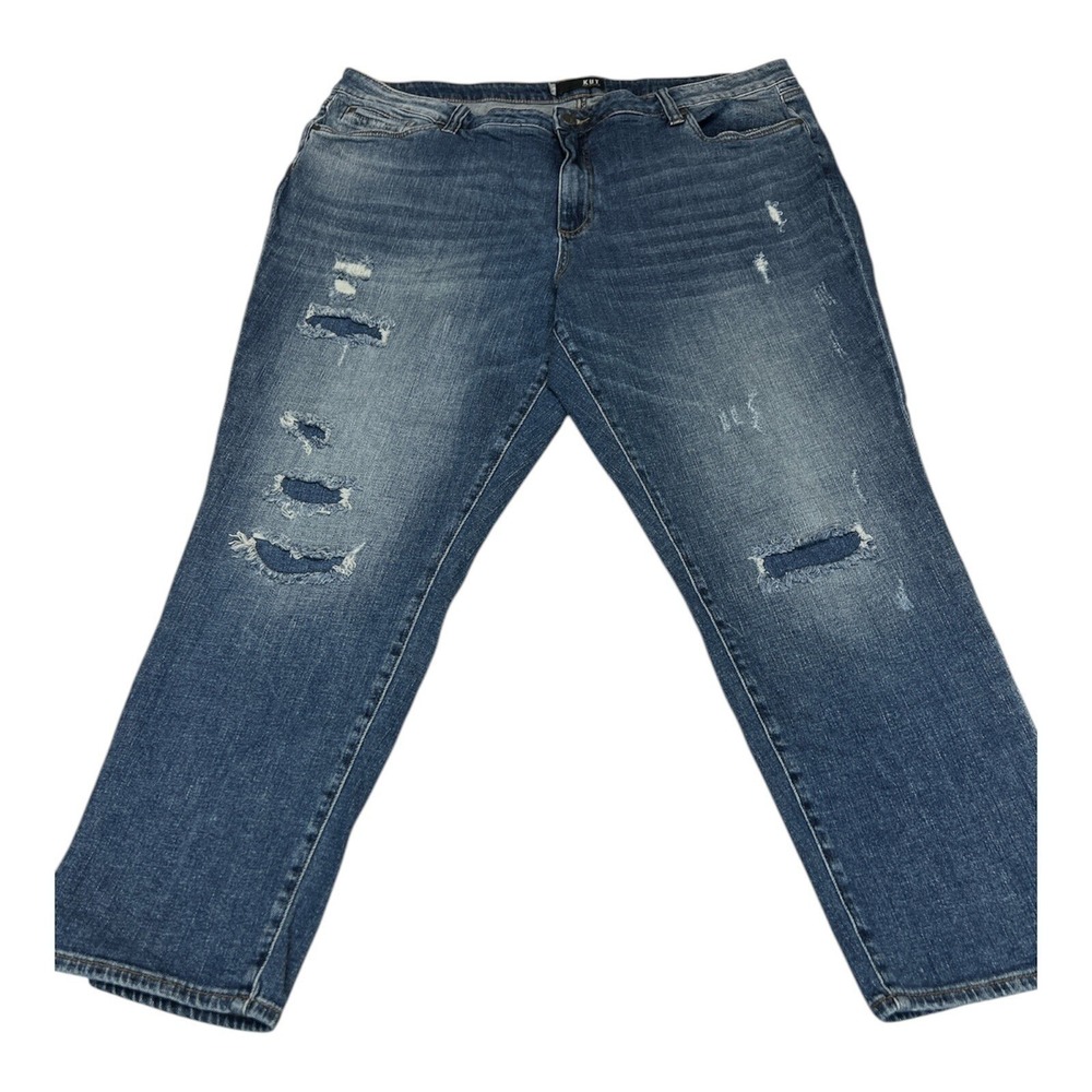 Kut from the Kloth Catherine Boyfriend Jeans Womens 22W Blue Distressed